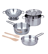 Melissa & Doug Stainless Steel Pots and Pans Playset for Kids