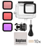 Kupton Housing Case Filter Kit for GoPro Hero 7 Hero 6 Hero 5 Black/Hero (2018), Waterproof Case