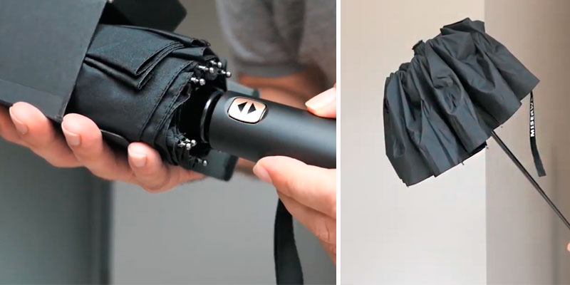 Review of Miserwe Compact Folding Reverse Travel Umbrella with Free Upscale Leather Cover