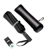 Miserwe Compact Folding Reverse Travel Umbrella with Free Upscale Leather Cover