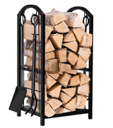 Amagabeli Garden & Home BL0001 Fireplace Log Rack with 4 Tools