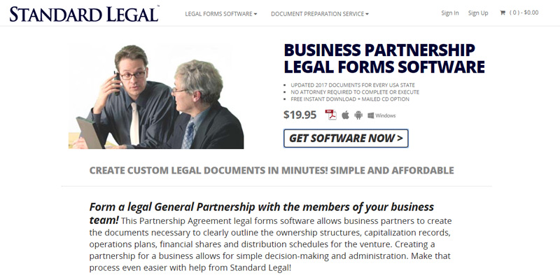 Review of Standard Legal Business Partnership Legal Forms Software
