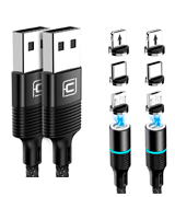 CAFELE 2-Pack Magnetic Charging Cable (Type-C, Micro USB, Lighting)