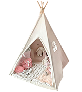 Tiny Land Kids Teepee Tent with Padded Mat & Light String& Carry Case