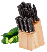AmazonBasics Premium 18-Piece Kitchen Knife Block Set