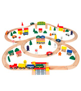 Orbrium Toys Triple-Loop Wooden Train Set
