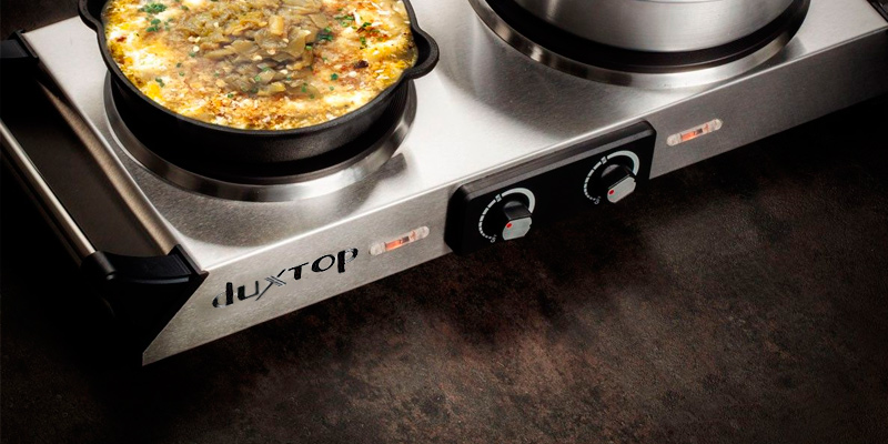 Duxtop Portable Electric Countertop Double Burner in the use