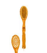 Bath Blossom Bamboo Body Brush for Back Scrubber Natural Bristles Shower Brush with Long Handle