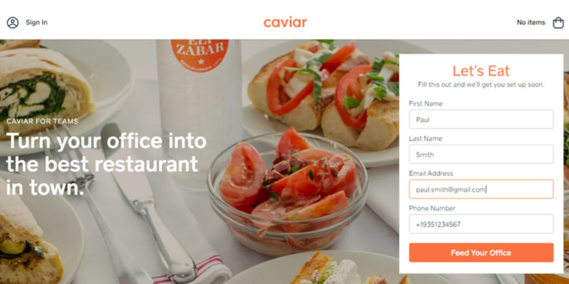 Detailed review of Caviar Food Delivery