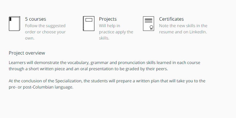 Coursera Learn Spanish in the use