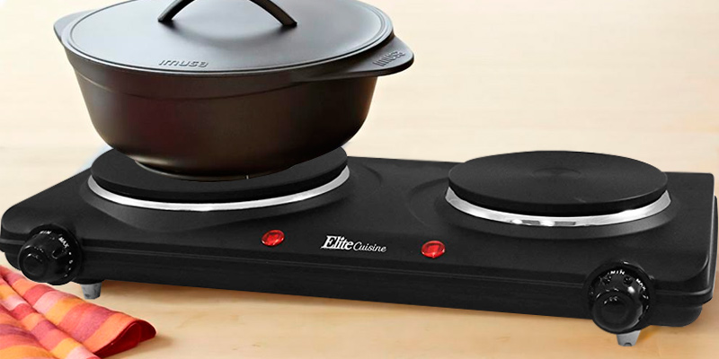 Elite Cuisine Electric Double Cast Burner Hot Plate in the use