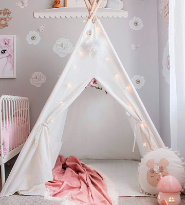 Review of Tiny Land Kids Teepee Tent with Padded Mat & Light String& Carry Case