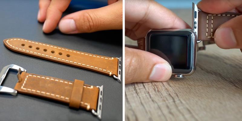 Mkeke Leather Apple Watch Band in the use