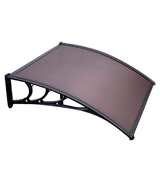 VIVOHOME Window Door Awning Polycarbonate Canopy Brown with Black Bracket