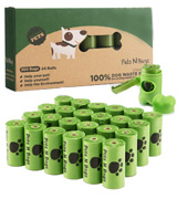 Pets N Bags 24 Rolls / 360 bags Earth Friendly Dog Waste Bags With Dispenser