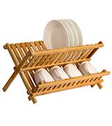 Saganizer Folding Wooden Bamboo Dish Rack