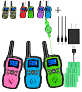 Wishouse 3-Pack Rechargeable with Battery Walkie Talkies for Kids