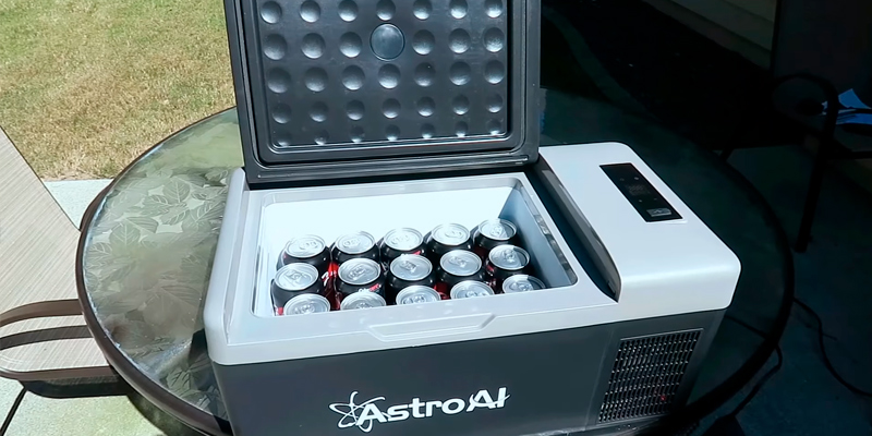 AstroAI 16-Quart 12V Car Refrigerator in the use