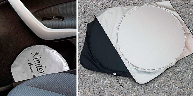 Review of kinder Fluff Windshield Sun Shade Luxurious 210T Fabric for Maximum UV and Sun Protection -Foldable Sunshade