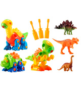 EIAIA 3 Pack Take Apart Dinosaur Toys STEM Building Toys+ 3 Pack Bonus Realistic Dinosaur Figures