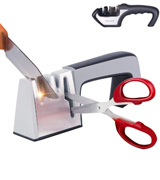 Wamery Knife Sharpener and Scissors Sharpening SYSTEM. Easy to Use. Safe Handle.