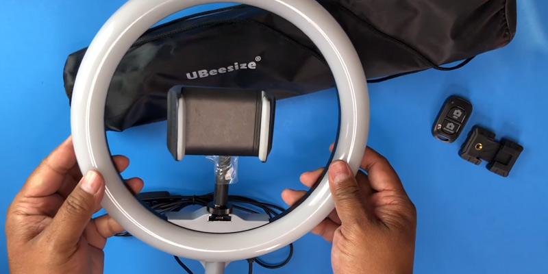 UBeesize 10" Selfie Ring Light with 50" Extendable Tripod & Cell Phone Holder in the use