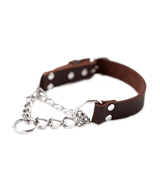Mighty Paw Leather with Stainless Steel Chain Martingale Collar